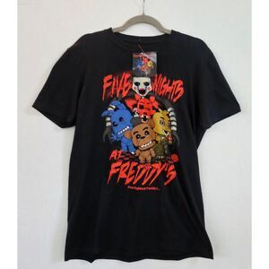 FNAF Five Nights at Freddy’s Funko Tee Retro Horror Graphic T-Shirt Black S NWT